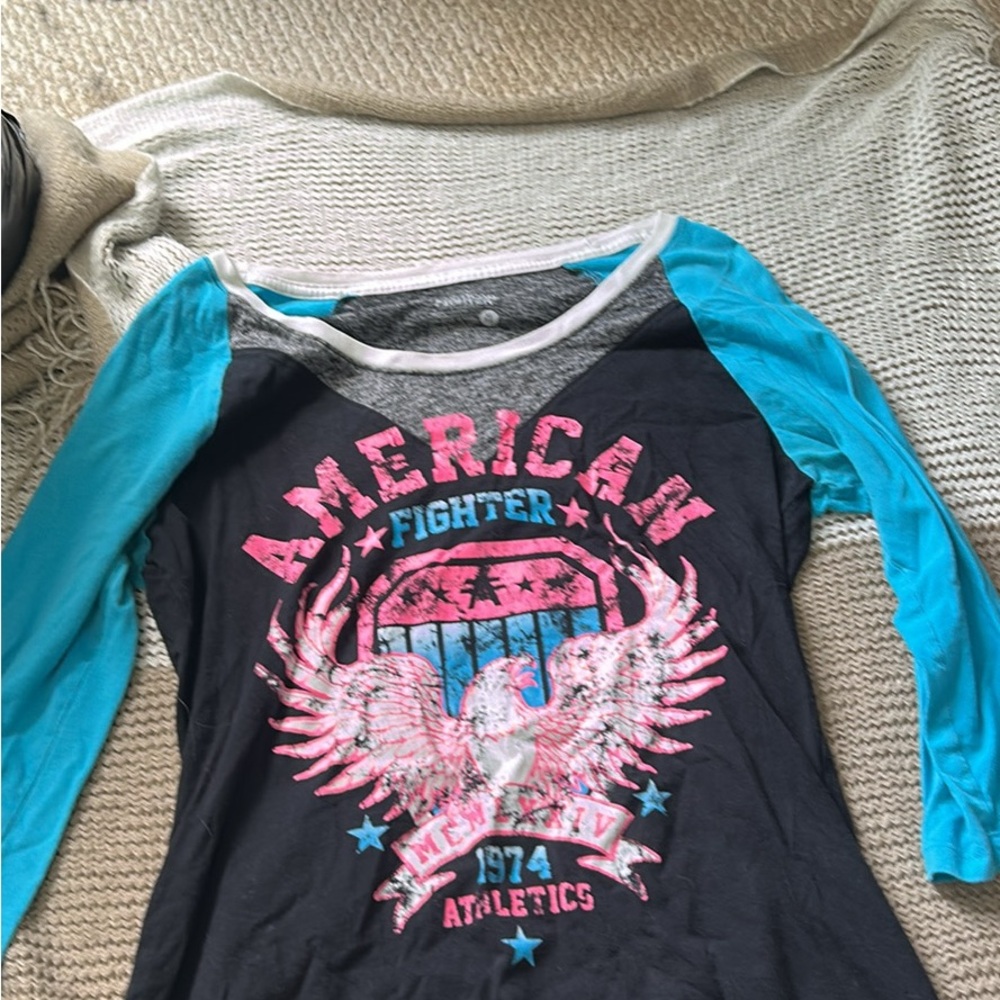 American Fighter Black and Blue Long Sleeve Tee